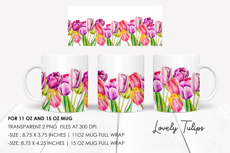tulips-floral-mug-sublimation-design-watercolor-png