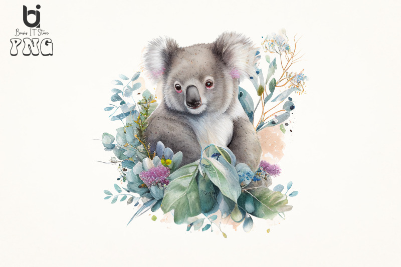 koala-bear-floral-watercolor-sublimation-bundle