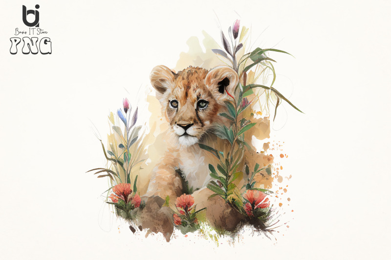 watercolor-floral-baby-lion-sublimation-bundle