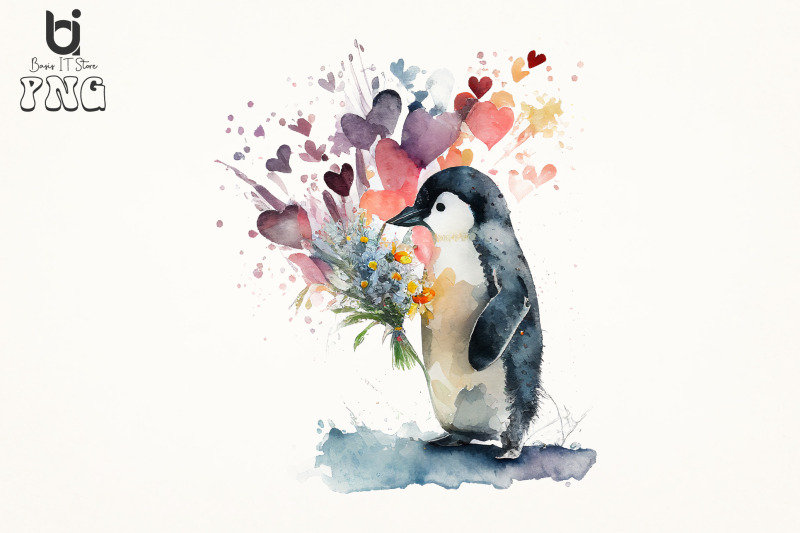 penguin-flowers-love-watercolor-sublimation-bundle