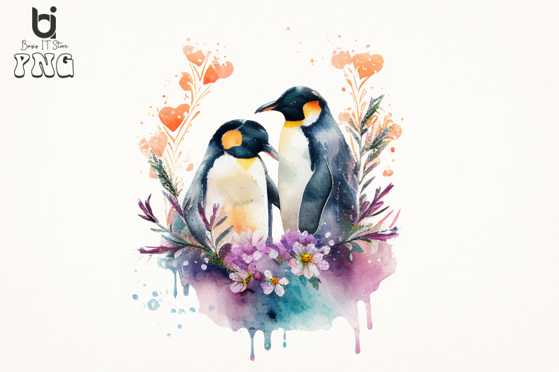 penguin-flowers-love-watercolor-sublimation-bundle