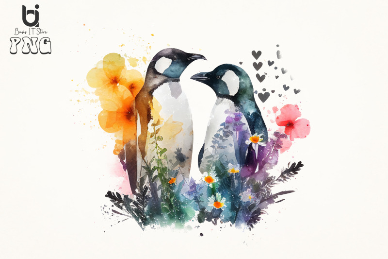 penguin-flowers-love-watercolor-sublimation-bundle