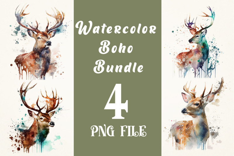 deer-boho-watercolor-sublimation-bundle-png-design