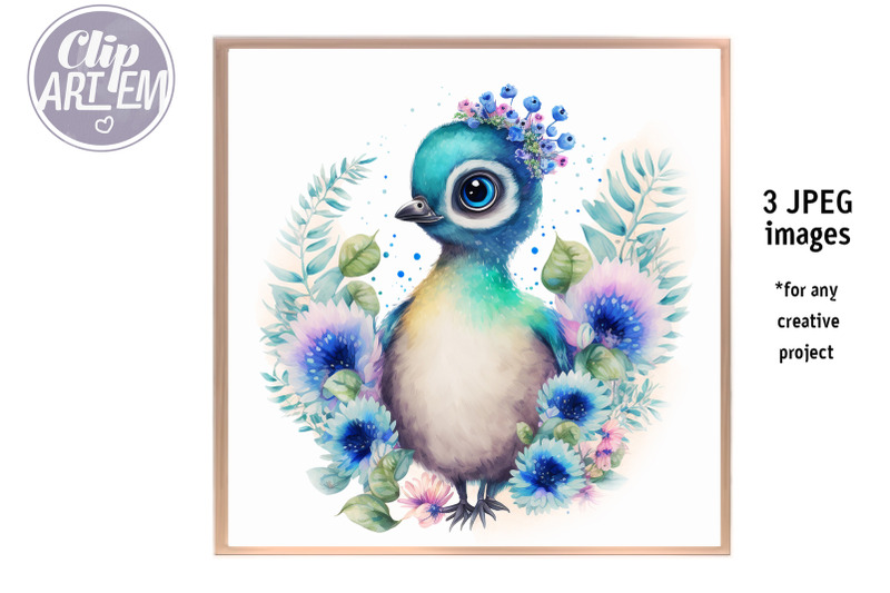 cute-peacocks-with-flowers-3-watercolor-jpeg-images-set-nursery-decor