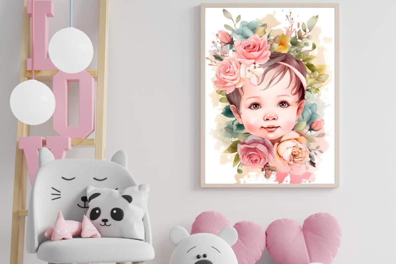 watercolor-floral-baby-girl-wall-art