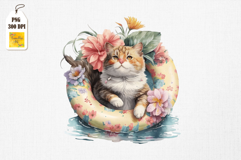 cute-cat-summertime-watercolor-2