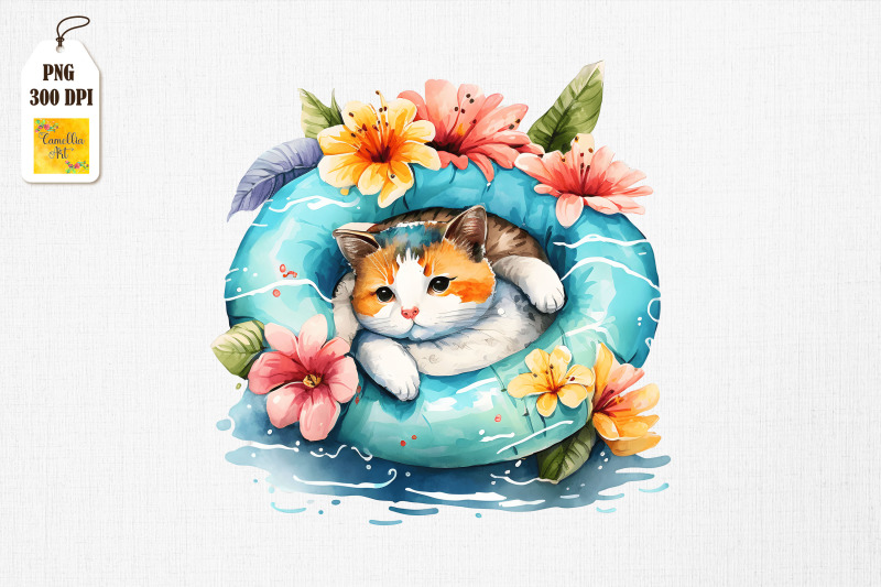 cute-cat-summertime-watercolor-3