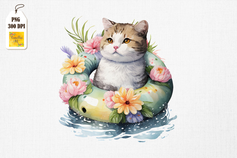 cute-cat-summertime-watercolor-9