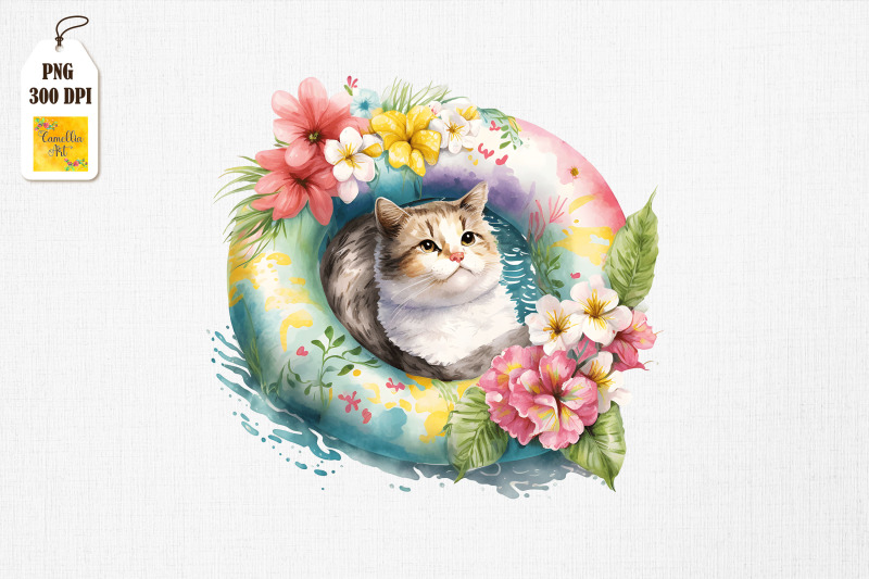 cute-cat-summertime-watercolor-17