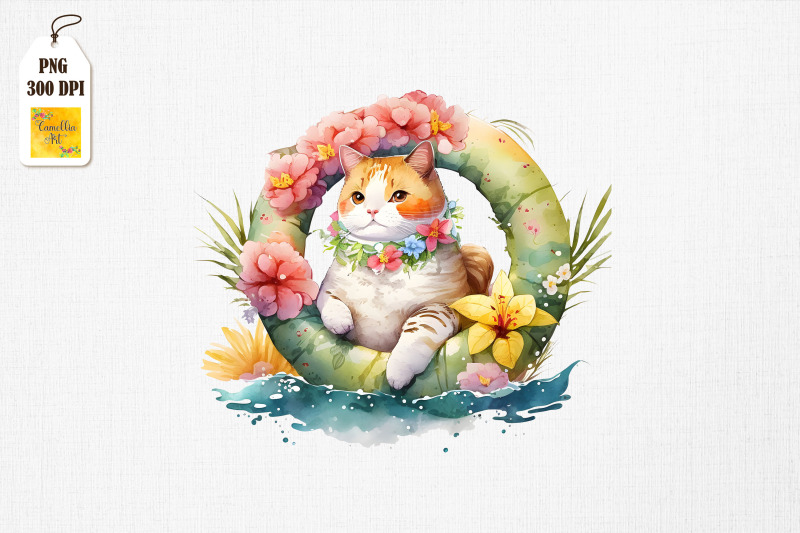 cute-cat-summertime-watercolor-19