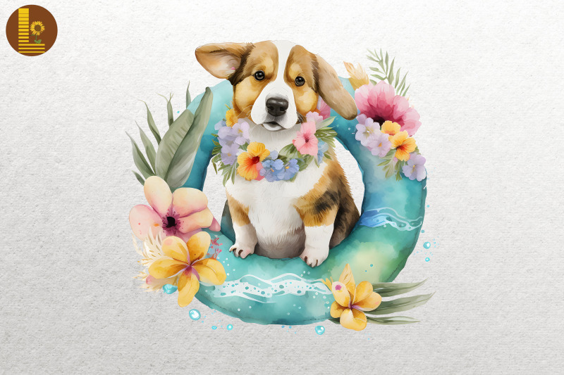 cute-dog-summertime-watercolor