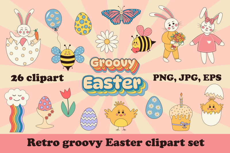 retro-groovy-easter-clipart-set