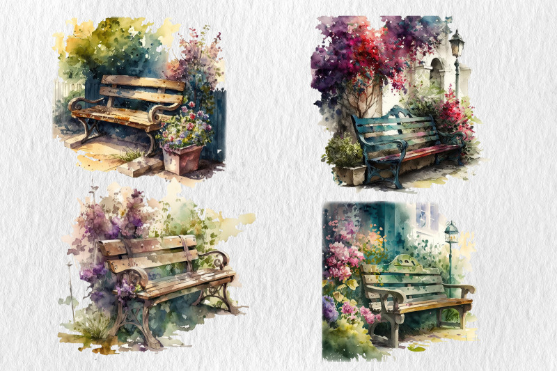 watercolor-benches-clipart