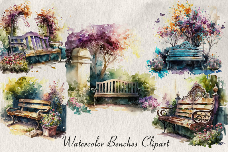 watercolor-benches-clipart