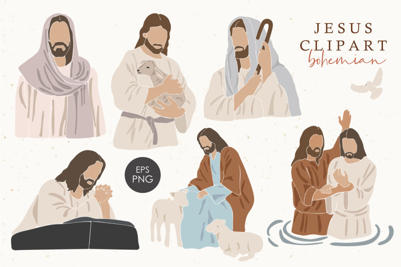 jesus-portrait-clipart-christian-clipart-boho-easter-elements