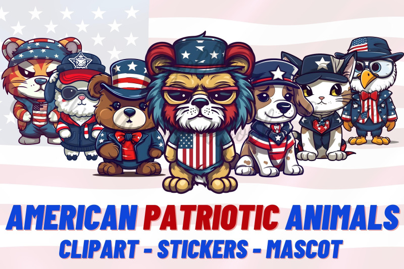 american-patriotic-animals-mascot-clipart-stickers