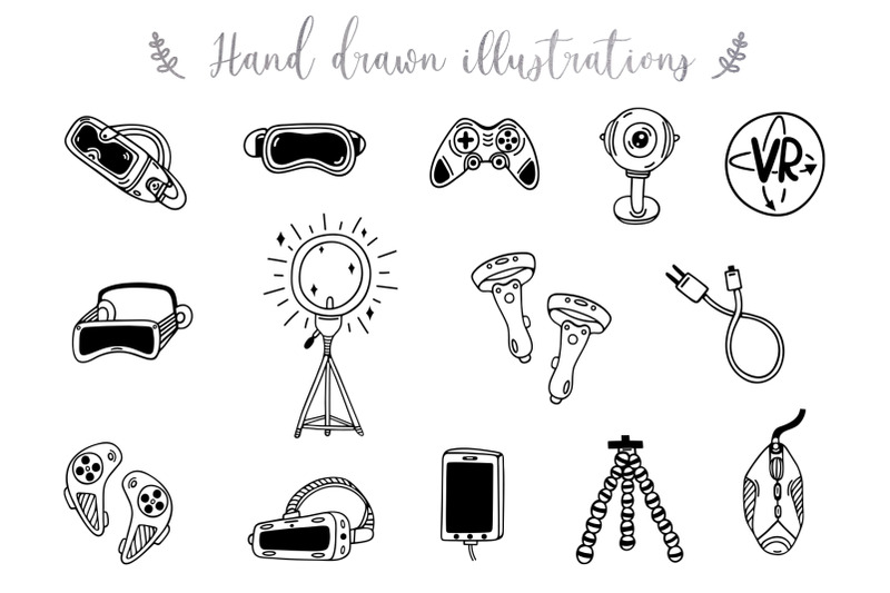 gadgets-doodle-clipart-vr-set-for-games-stream