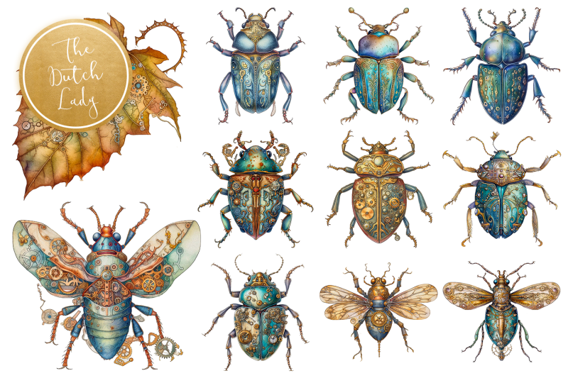 steampunk-insects-clipart-set