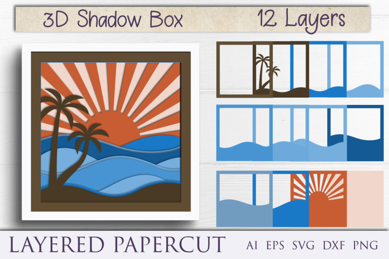 3d-waves-shadow-box-svg-layered-papercut-summer