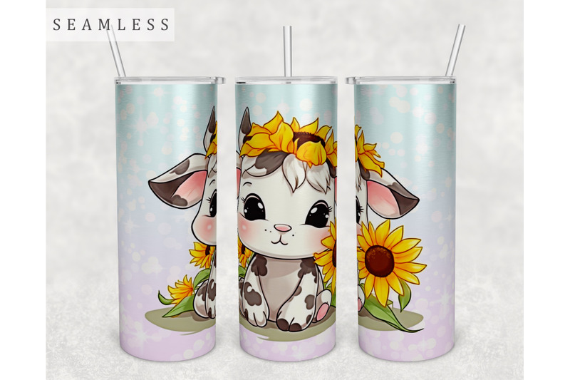 calf-with-sunflowers-tumbler-wrap-20-oz-skinny-tumbler-sublimation