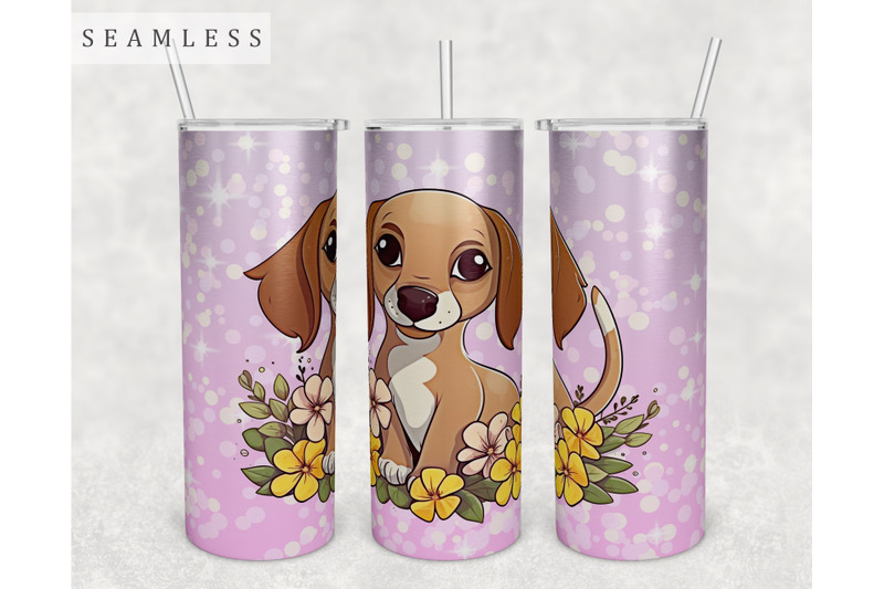 dachshund-puppy-tumbler-wrap-20-oz-skinny-tumbler-sublimation-design