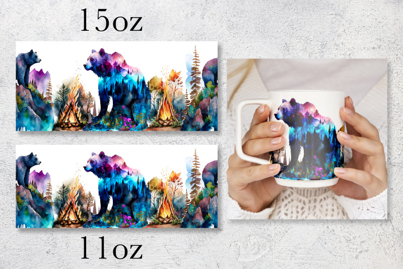 bear-mug-wrap-design-forest-landscape-mug-sublimation-png