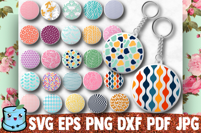 round-keychain-svg-bundle-pattern-key-fob-background