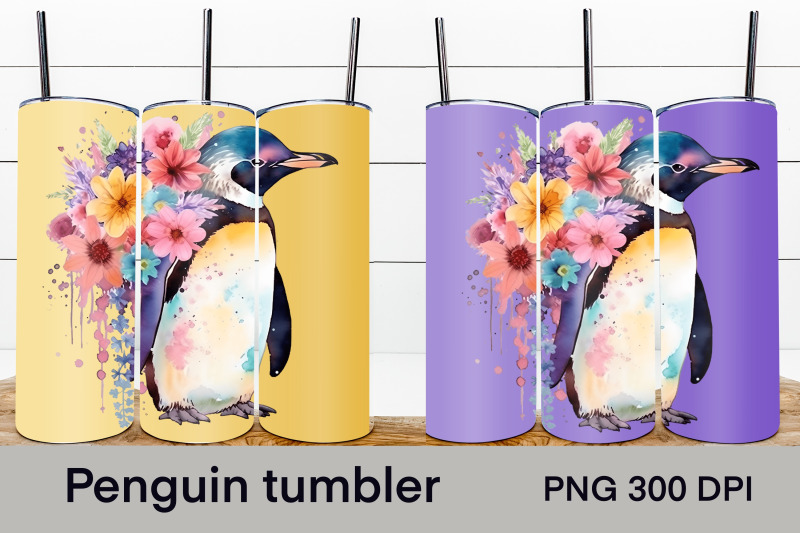 penguin-flower-tumbler-animal-tumbler-sublimation