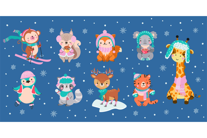 winter-animal-characters-holiday-cute-animals-wear-scarf-and-hats-fo