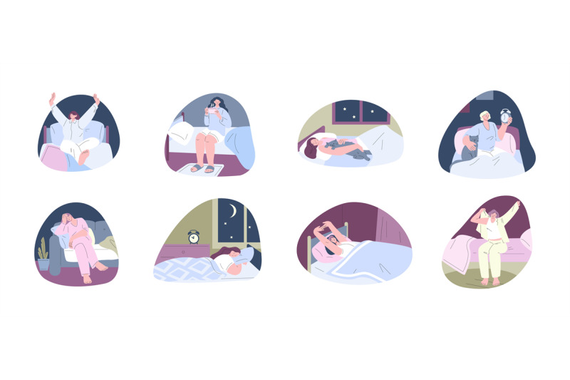 female-sleep-alone-characters-home-sweet-dreams-in-bed-asleep-woman