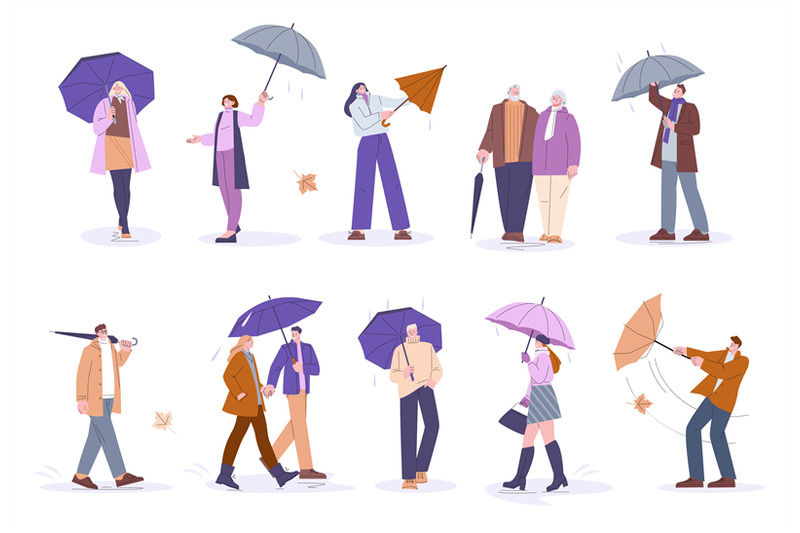 people-crowd-with-umbrellas-walking-under-rain-flat-female-in-raincoa