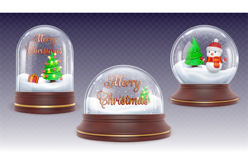 realistic-christmas-crystal-snow-ball-globe-with-3d-snowman-and-xmas