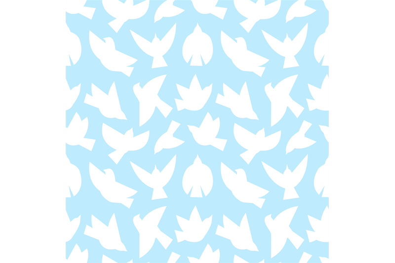 flying-bird-abstract-silhouettes-on-blue-background-white-bird-dove