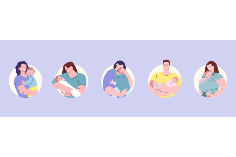 happy-young-parents-avatars-woman-and-man-hold-and-hug-newborn-babies