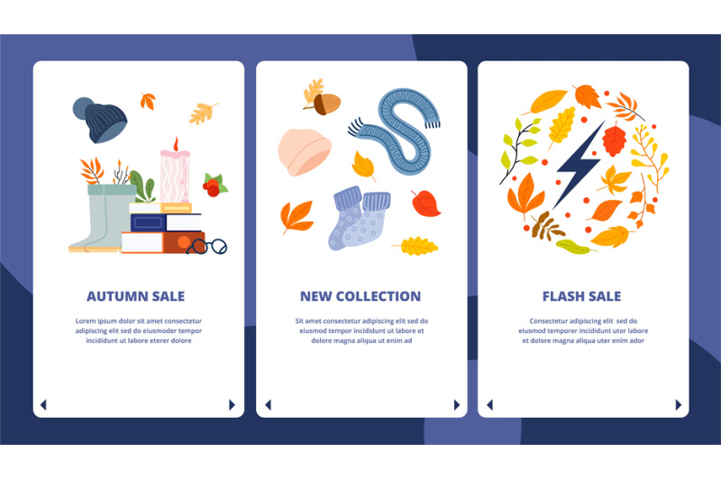 mobile-app-seasonal-sale-banners-application-flyers-with-leaves-clot