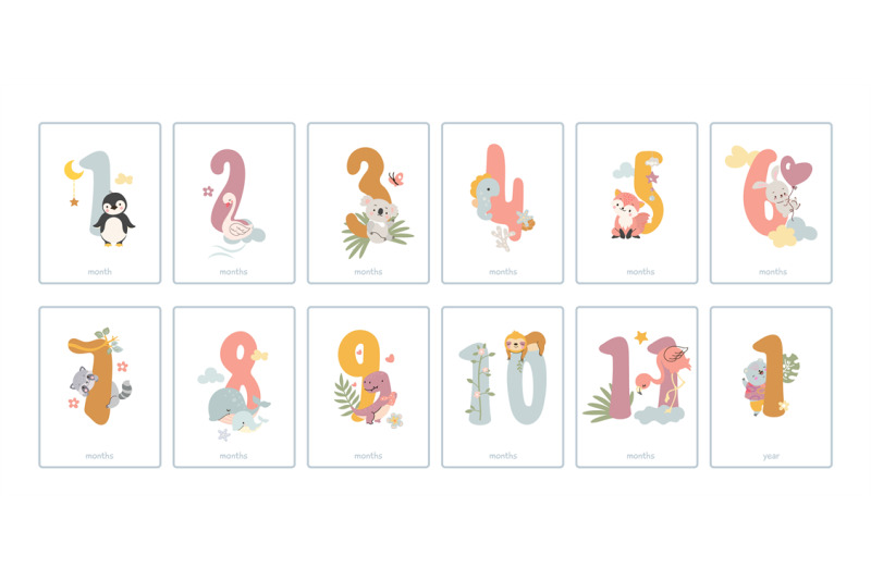 baby-monthly-numbers-cards-newborn-months-postcards-babies-milestone