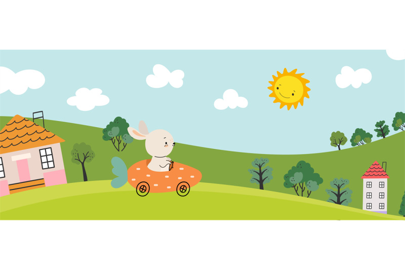 cartoon-landscape-with-cute-bunny-drive-carrot-car-nature-childish-ba