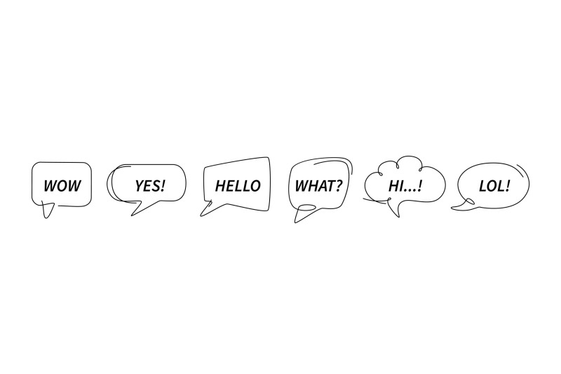 speech-bubbles-one-line-design-continuous-lines-messages-clouds-vari