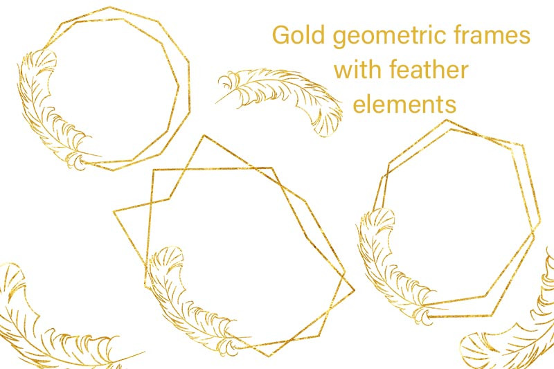 gold-geometric-frames-with-feather-elements