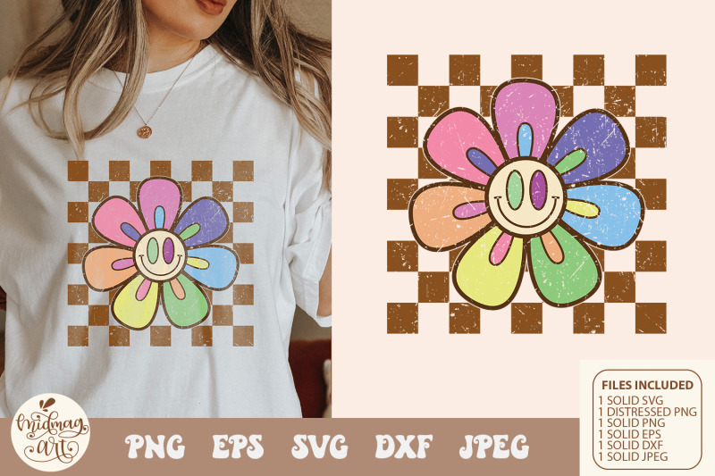 retro-checkered-daisy-svg-png-sublimation-distressed-png-sublimation