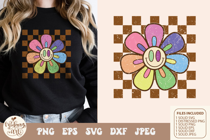 retro-checkered-daisy-svg-png-sublimation-distressed-png-sublimation