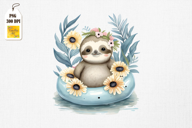 cute-sloth-summertime-watercolor