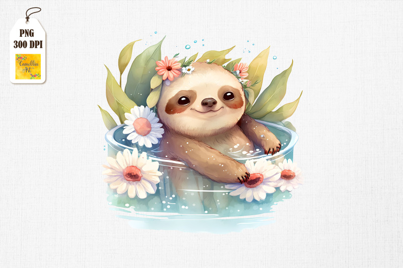 cute-sloth-summertime-watercolor-3