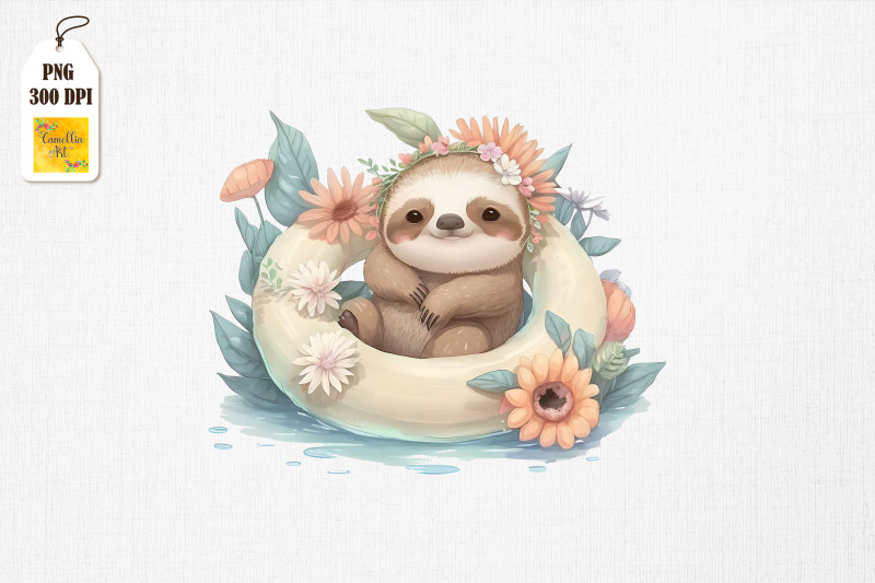 cute-sloth-summertime-watercolor-5