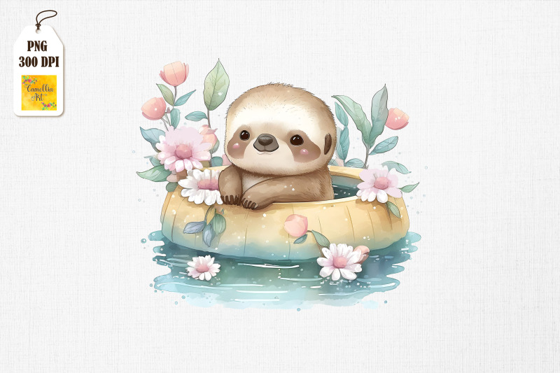 cute-sloth-summertime-watercolor-6