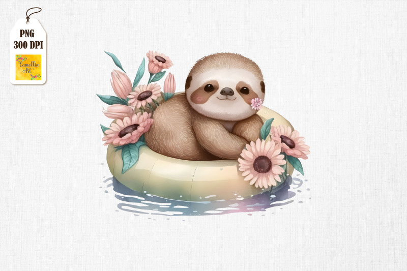 cute-sloth-summertime-watercolor-10