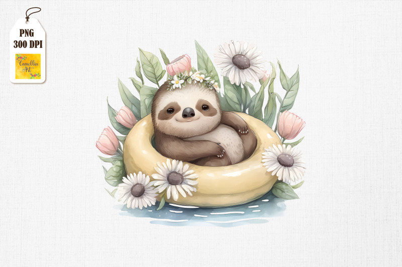 cute-sloth-summertime-watercolor-12