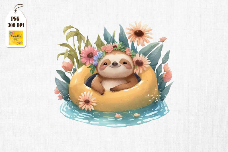 cute-sloth-summertime-watercolor-16