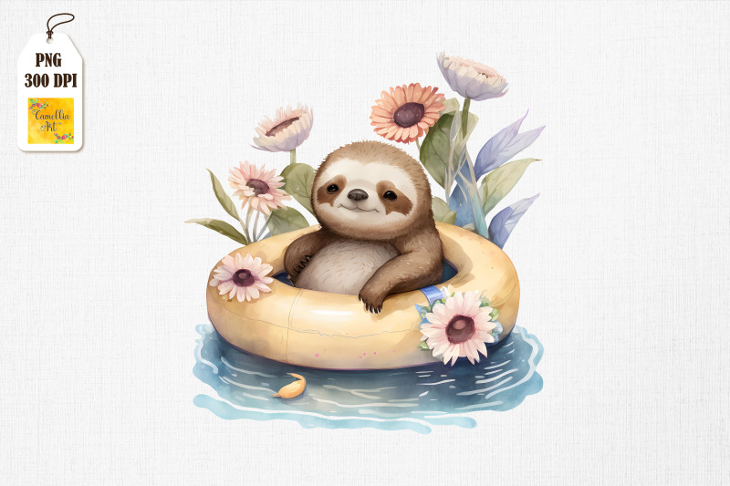 cute-sloth-summertime-watercolor-17