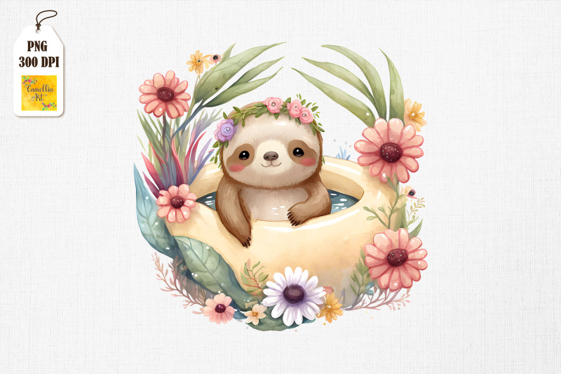 cute-sloth-summertime-watercolor-18